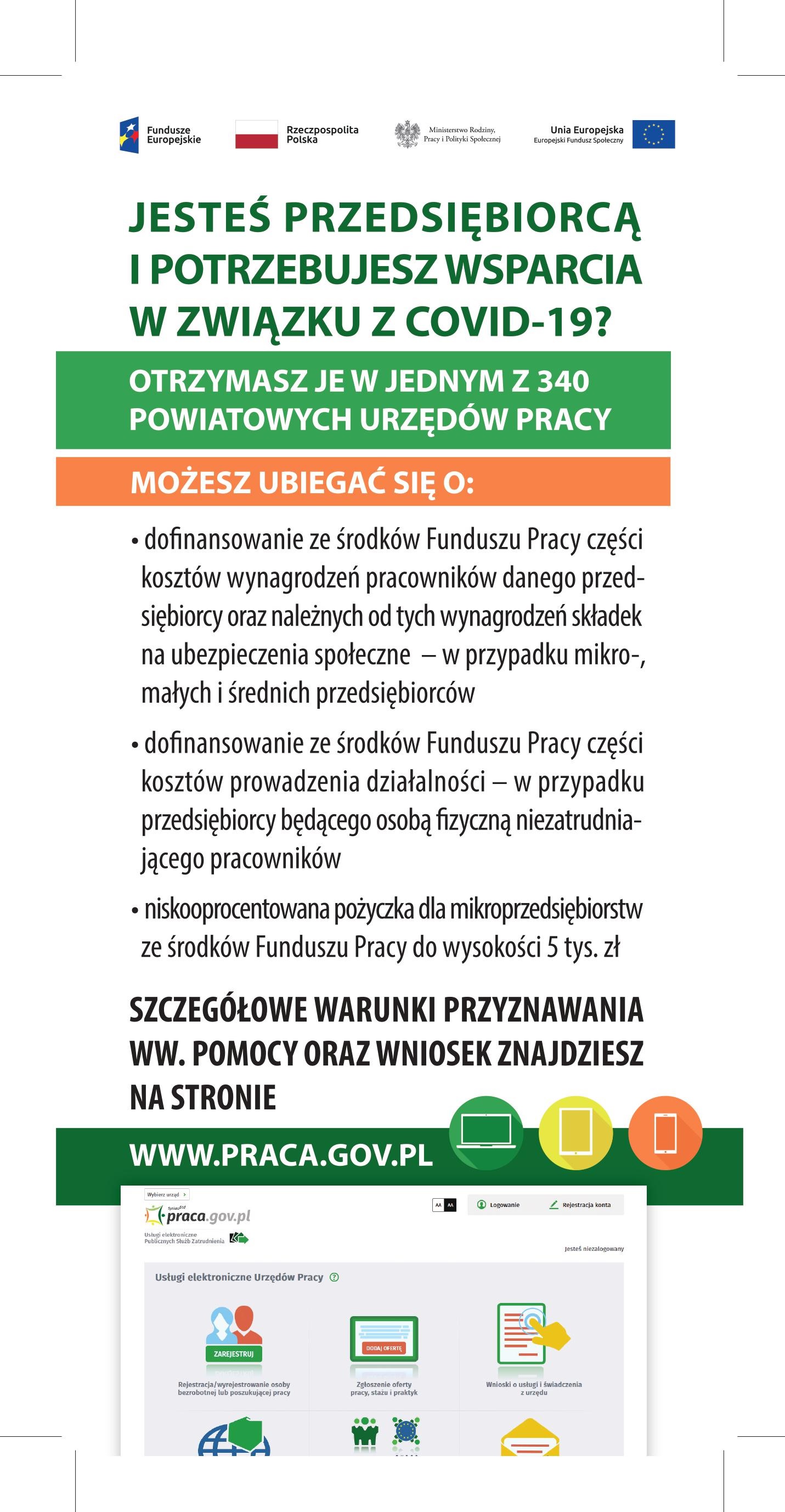 Ulotka dot. wsparcia dla przedsiębiorców